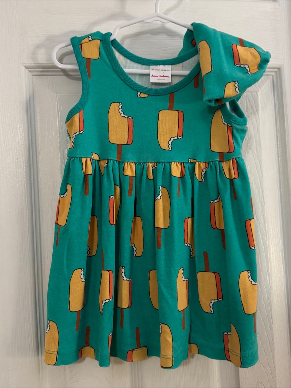 Hanna Andersson Baby Girl Teal Sleeveless Dress Yellow Popsicle with Bloomers